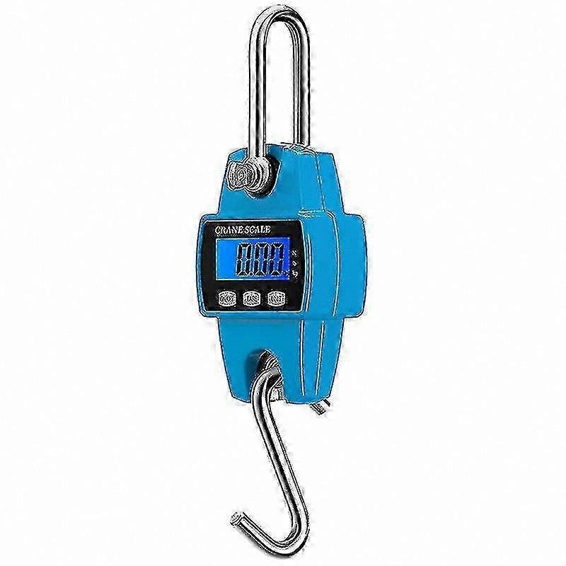 Digital Hanging Crane Scale, 300kg/50g Capacity, Portable Lifting Hook Scale for Industrial, Farming, and Outdoor Use, Blue