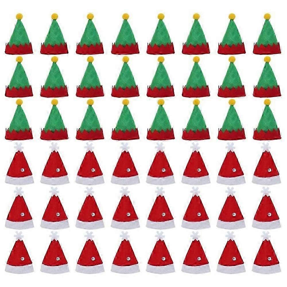 48pcs Mini Santa Hat Toppers for Wine or Lollipops