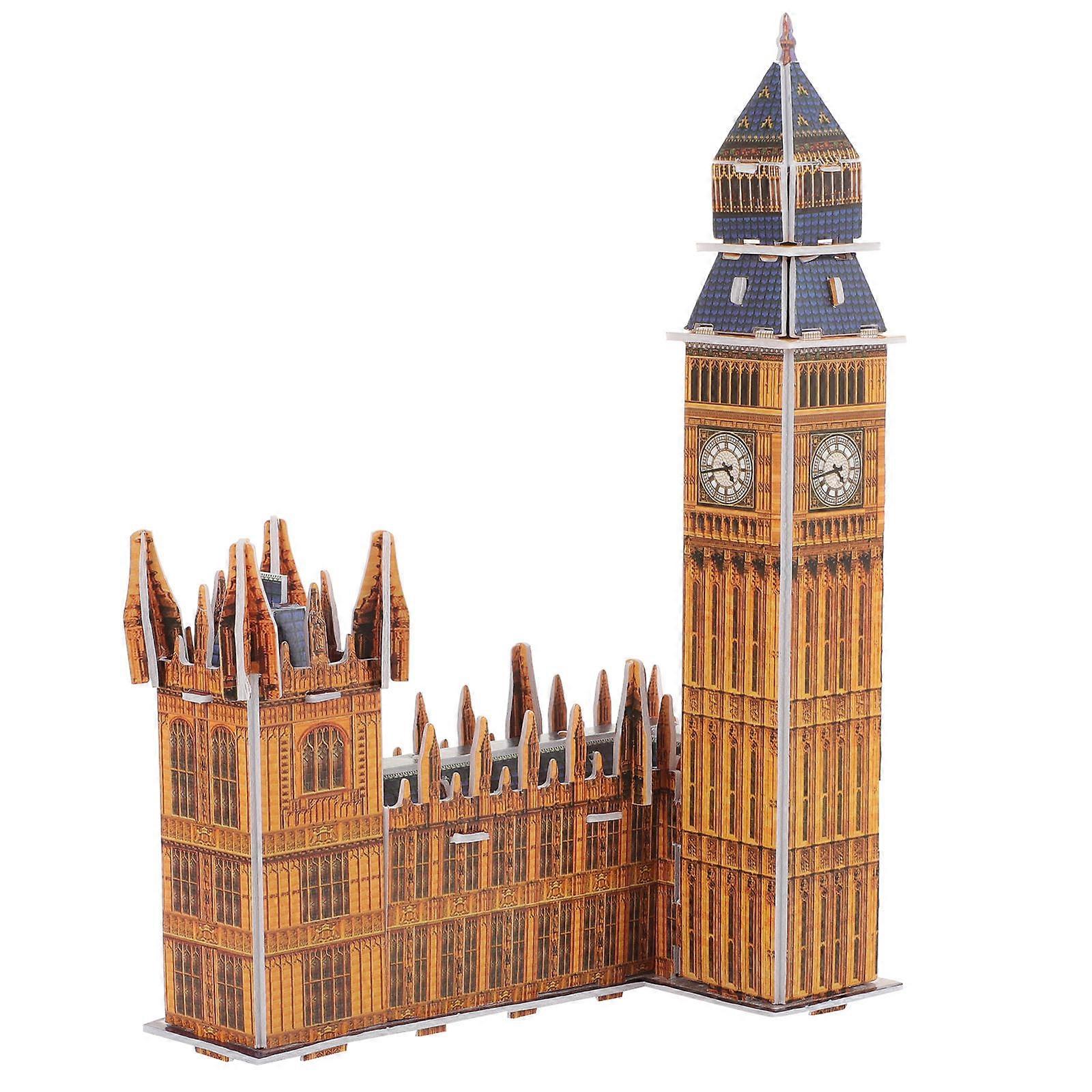 Building Shape Famous Building Model Learning Tool Kids Puzzle Toy Paper Material Golden Color for Hand-Eye Coordination Improvement 1 Set