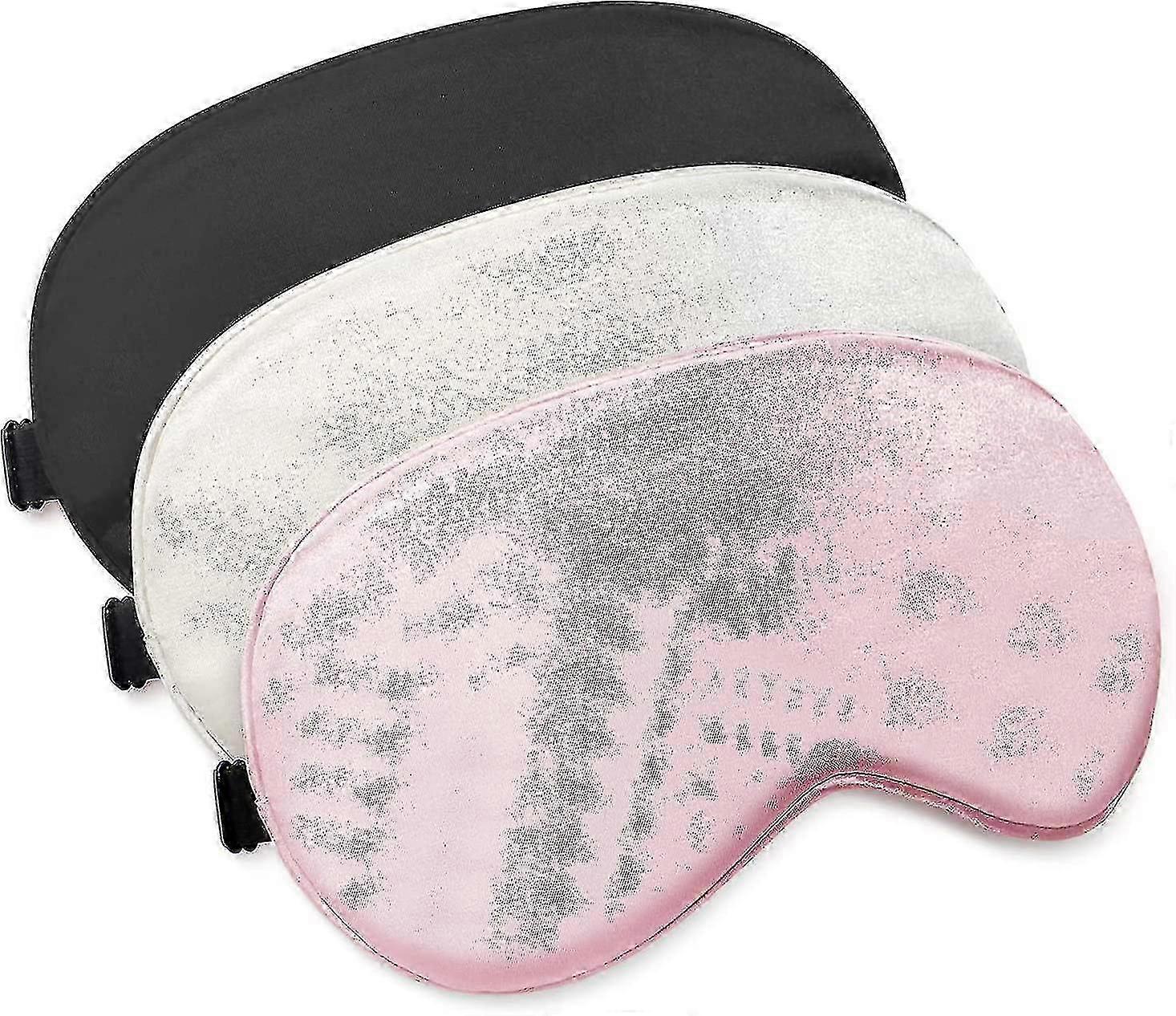3 Pack Sleep Mask, With Adjustable Strap (black+gray+pink)