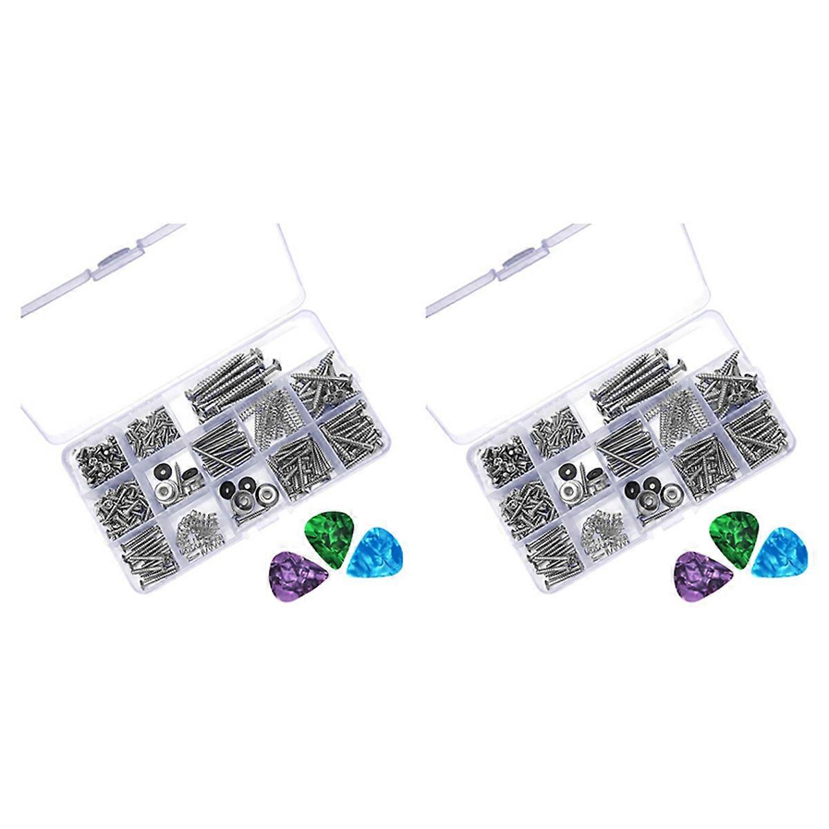 2 Set Electric Guitar Screw Kit Sorting Box for Electric Guitar Bridges Pickups 6 Pieces of Random C