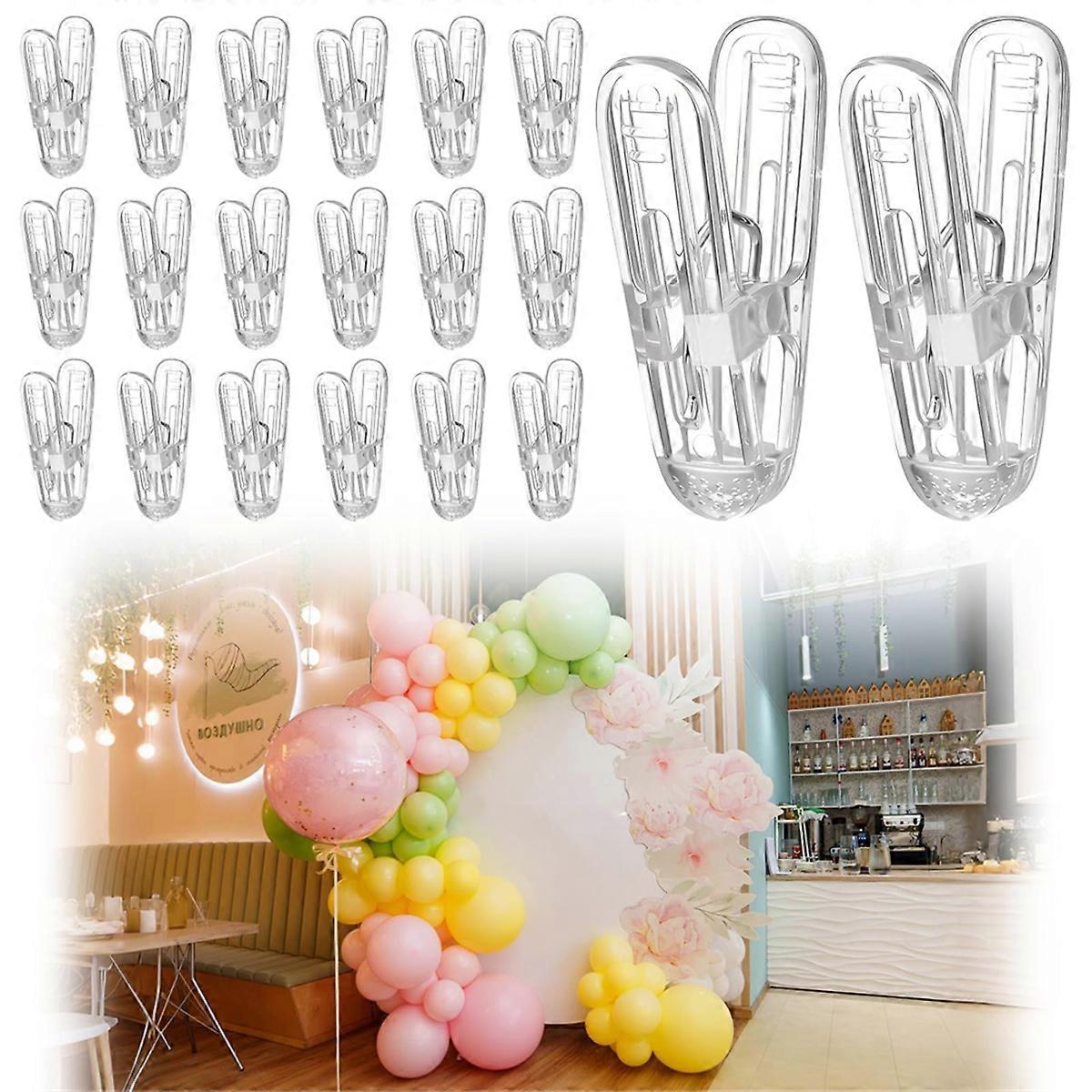 20pcs Balloon Arch Clips Plastic Transparent Spring Clamps