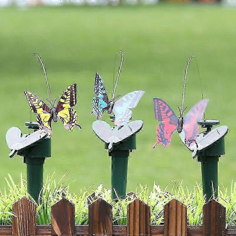 3 Pcs Solar/battery Powered Flying Fluttering Butterflies Hummingbird For Garden Yard(random Color)