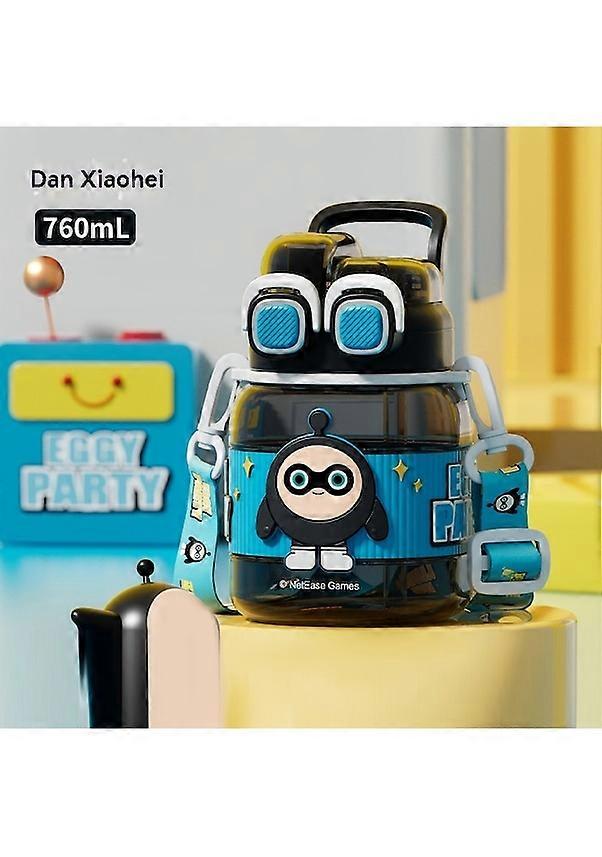 Large Capacity and High-View Double Straw Plastic Cup 01 Black