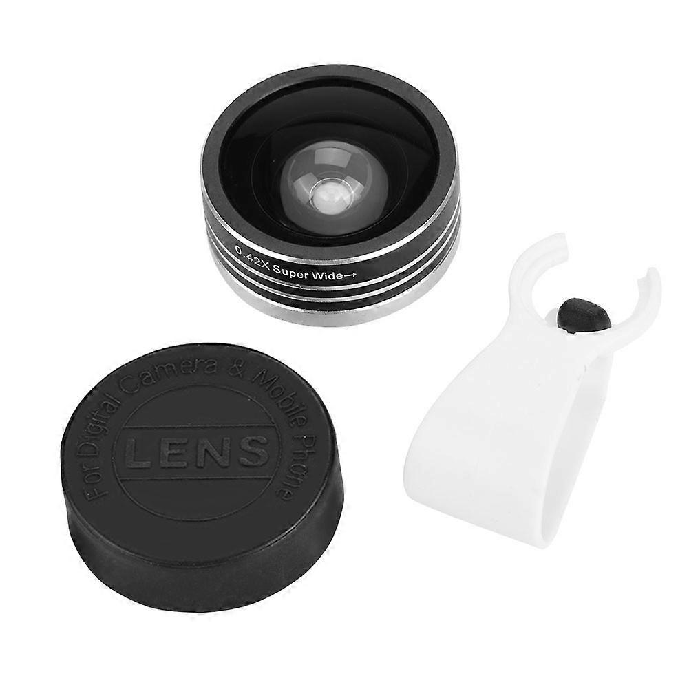 Portable 2 in 1 Lens Kit 0.42x Wide Angle+15x Macro Lens for Smart Phones Tablets(Black)