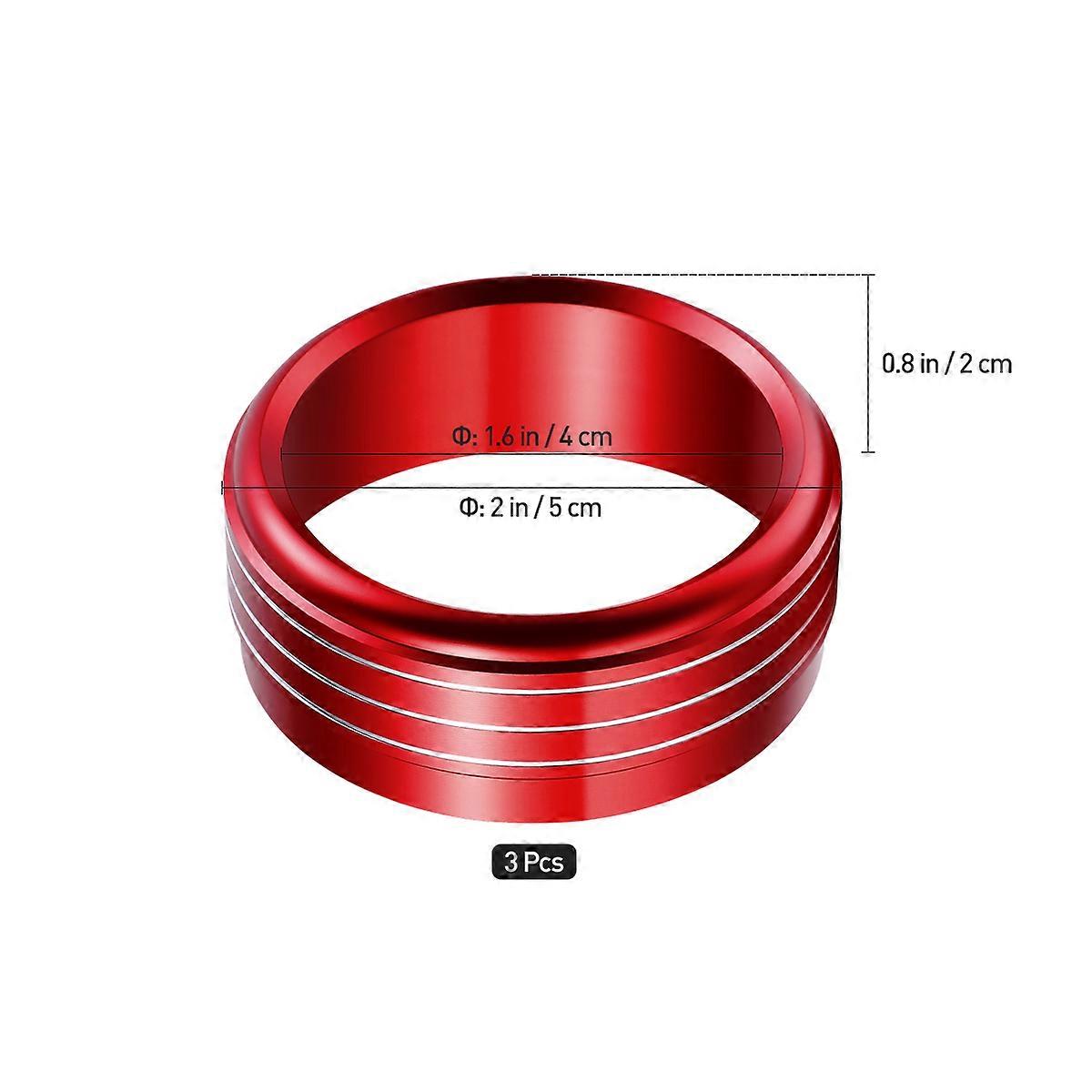 Aluminum Alloy Decorative Circle Cover for Power Switch Button Red 3pcs Fits STI