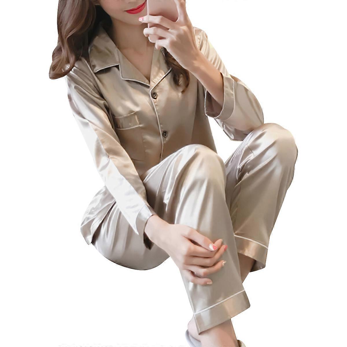 Nightgown Set Simulated Silk Sleepwear Kit for Women Use 1Set