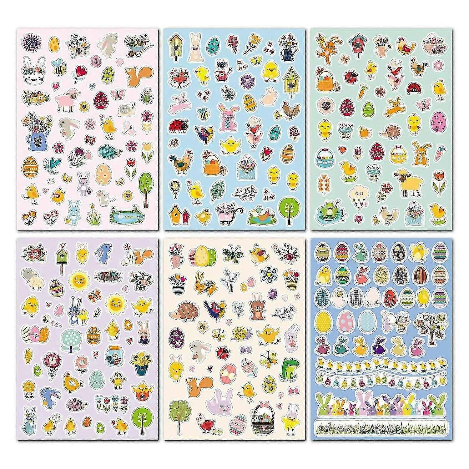 Cartoon Easter Craft Stickers Adhesive Easter Egg Rabbit Chicken Animal