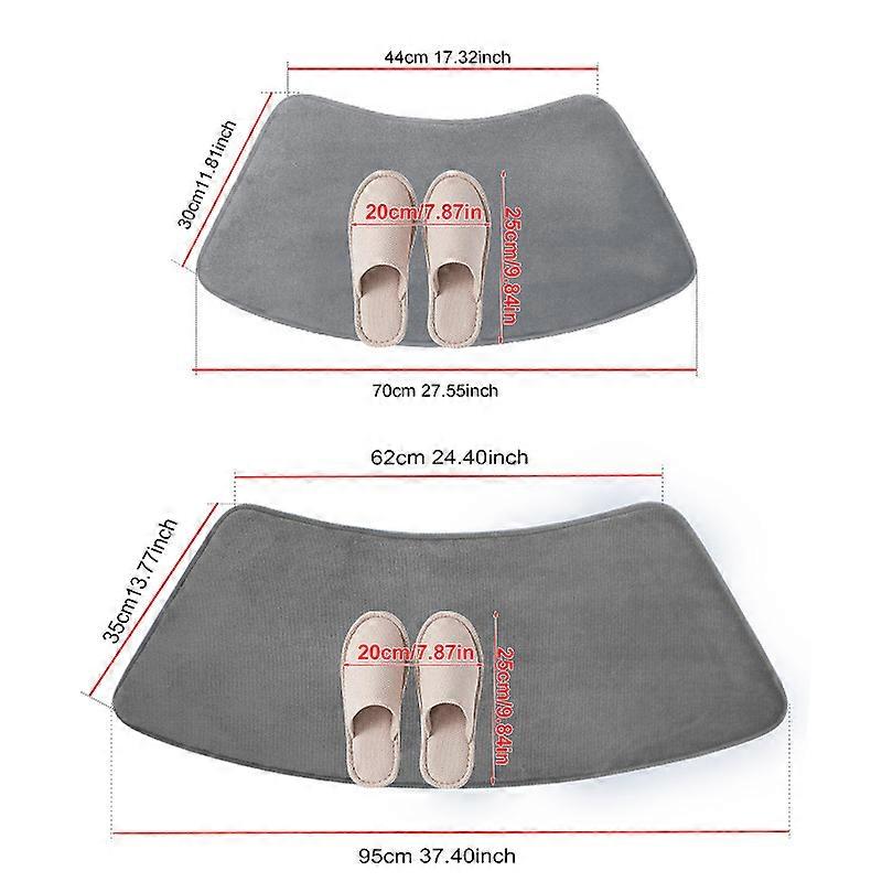 Solid Color Flannel Bath Mat With PVC Bottom Curved Fan-Shaped Soft Absorbent Non-Slip Floor Mat For Bathroom