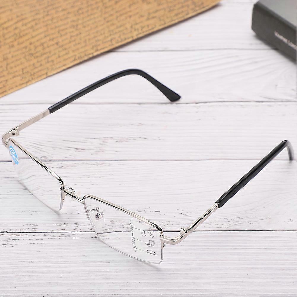 Metal Multifocal Reading Glasses 1.50 Silver Anti Blue Rays