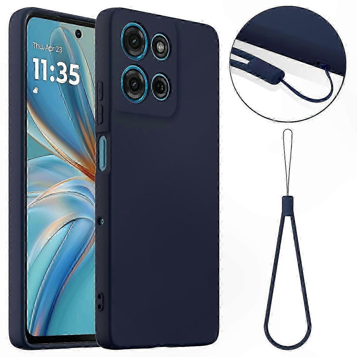 Silicone Phone Case with Lanyard for Moto G75 5G, MagSafe Compatible Protective Cover
