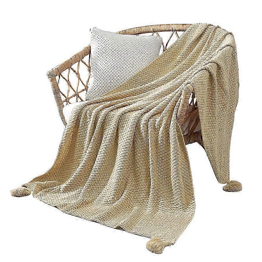 Knit Acrylic Cream Throw Blanket for Sofa and Office Nap 2025