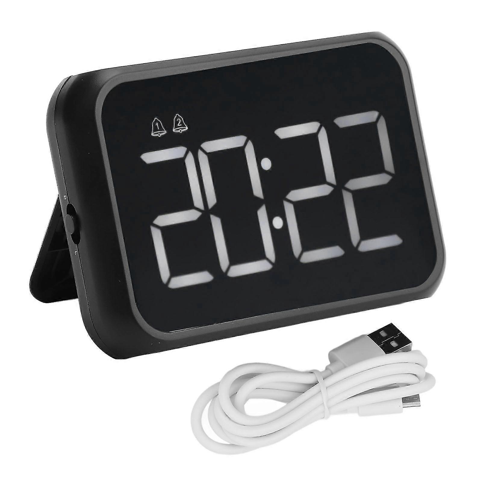 Digital Alarm Clock Voice Control Adjustable Volume USB Charging Snooze Function Compact Black Desktop Alarm Clock 2025