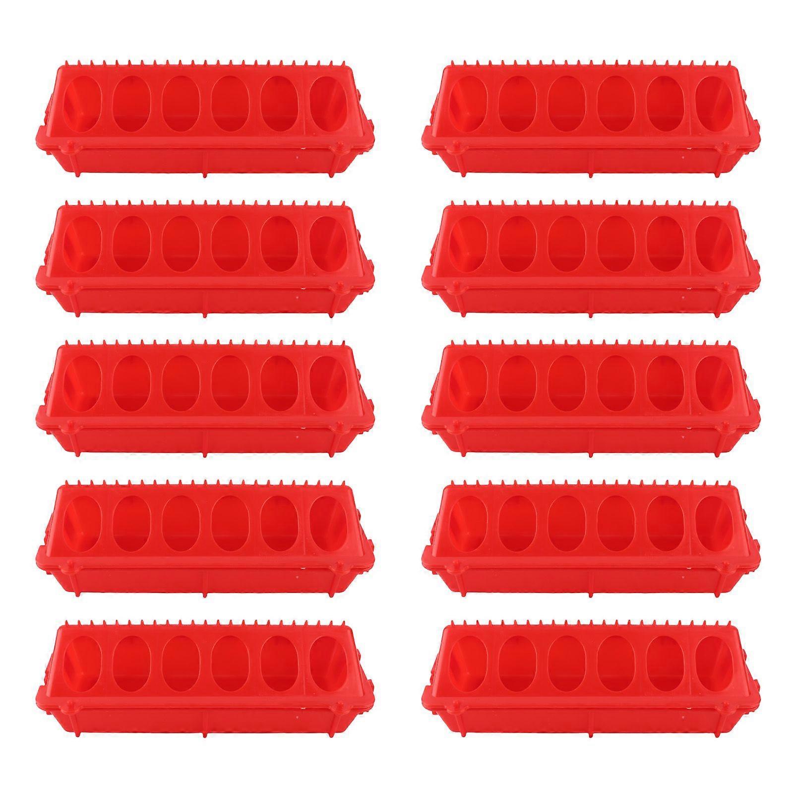 10 Set Flip Top Chick Feeder Waterer Plastic Quail Small Poultry Feeding Tray 12 Trough Dish Dispenser for Chicken Duck