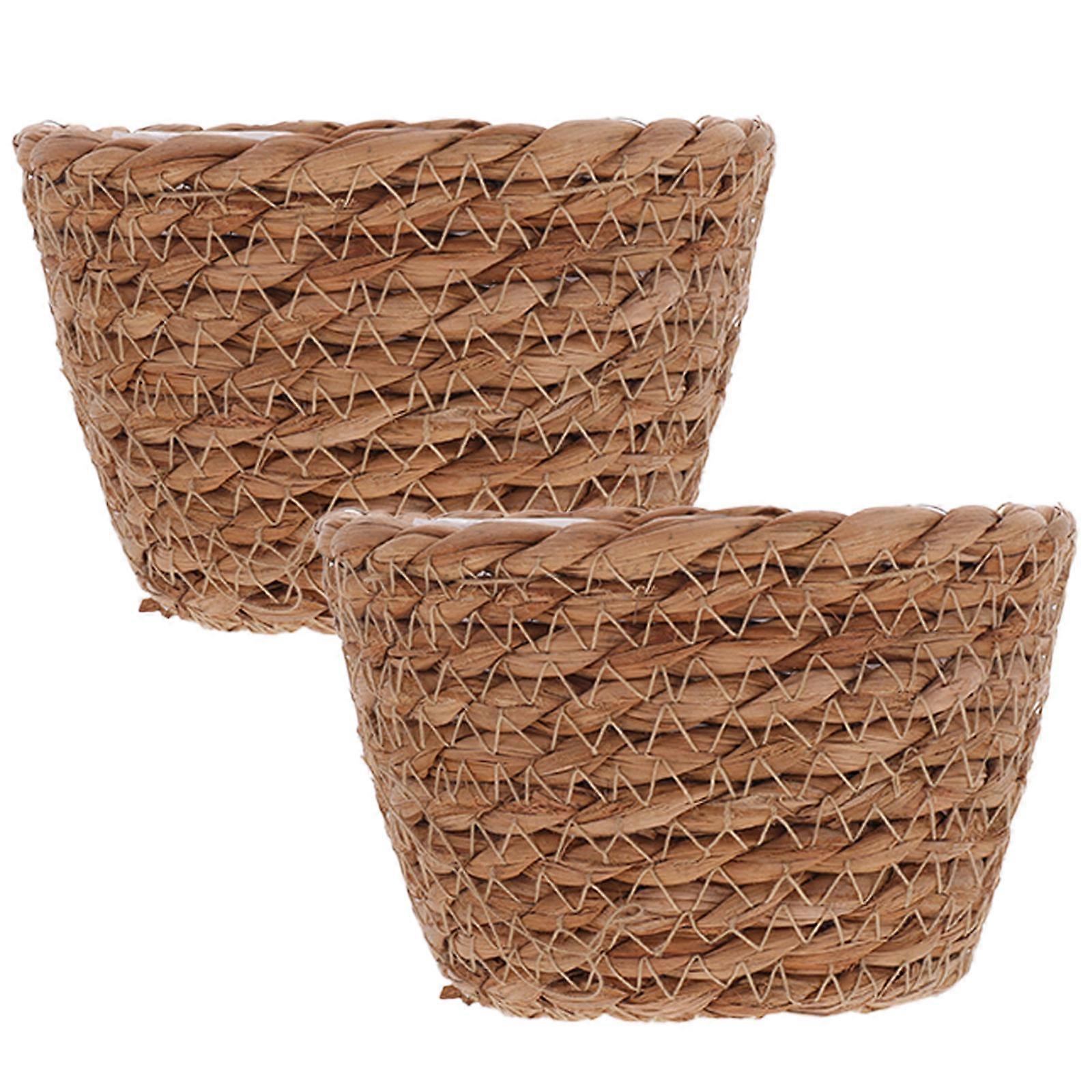 Rustic Flower Planter Hand Woven Plant Basket for Storage 8 Pieces