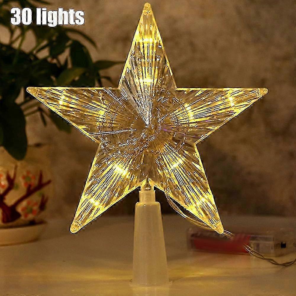 Xmas 3d Hollow Star Topper Led Light Pendant Lamp Christmas Tree Decor
