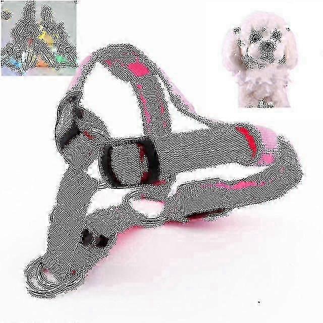 Çift Taraflı Led Işık Evcil Hayvan Koşum Takımı Naylon Kedi Köpek Göğüs Askısı Tasma, Boyut: s (pembe)