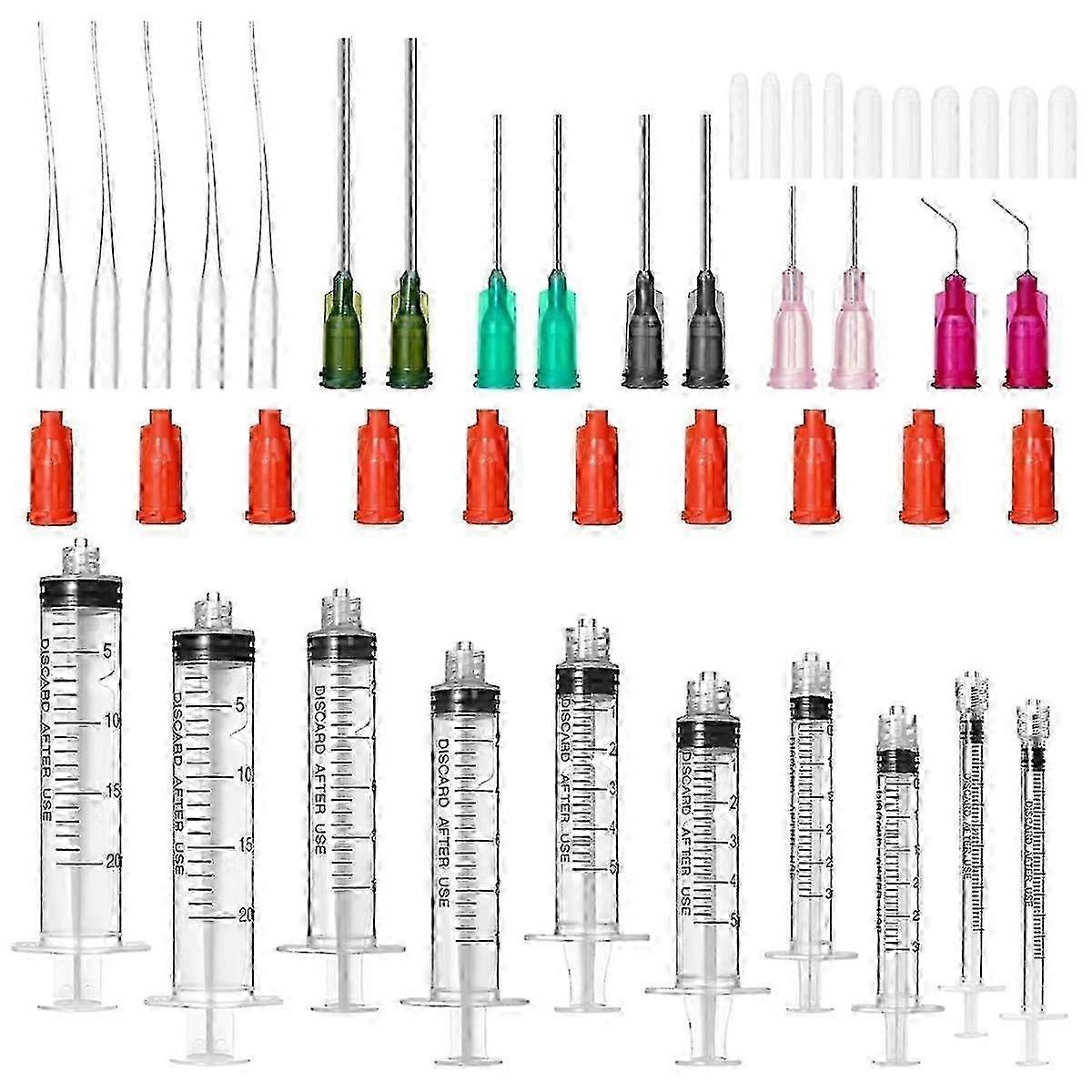 Glue Applicator Syringe Blunt Tip Needle and Cap,with Soft Plastic Tube, Suitable for Ink, Epoxy,Cr Walkbee A-F