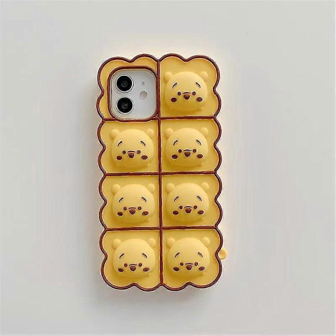 Push Bubble Cute Yellow Bear Shape Silicone Case For Iphone 7p