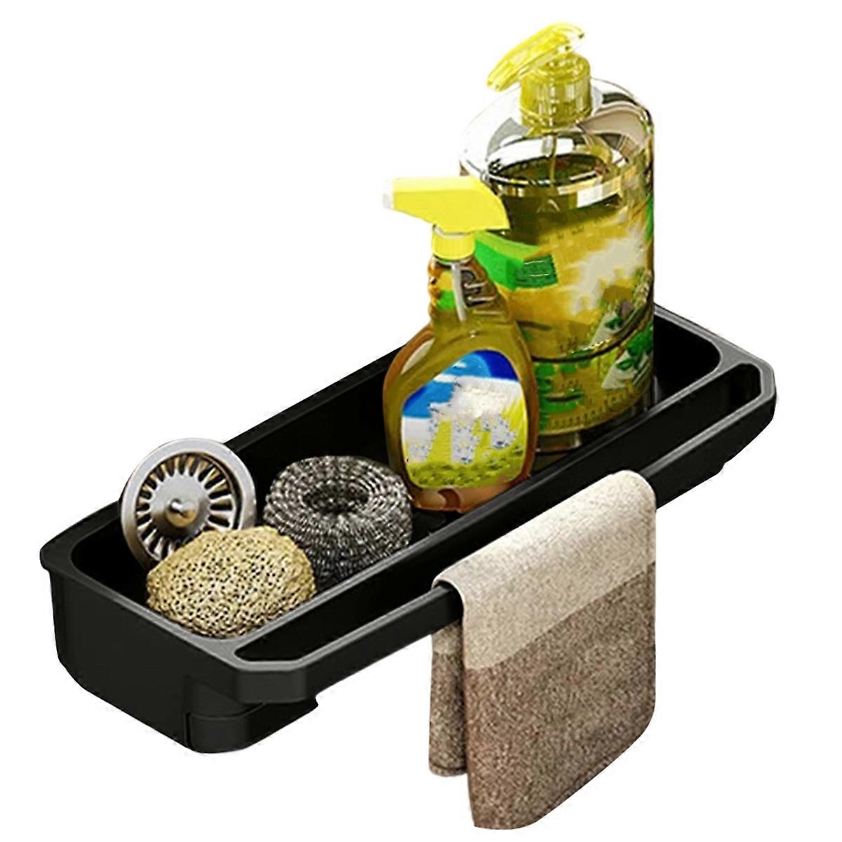 Shelf Sponge Holder Sink Organizer Drain Rack Self-Draining Dishcloth Faucet Storage Soap Drainer Ki