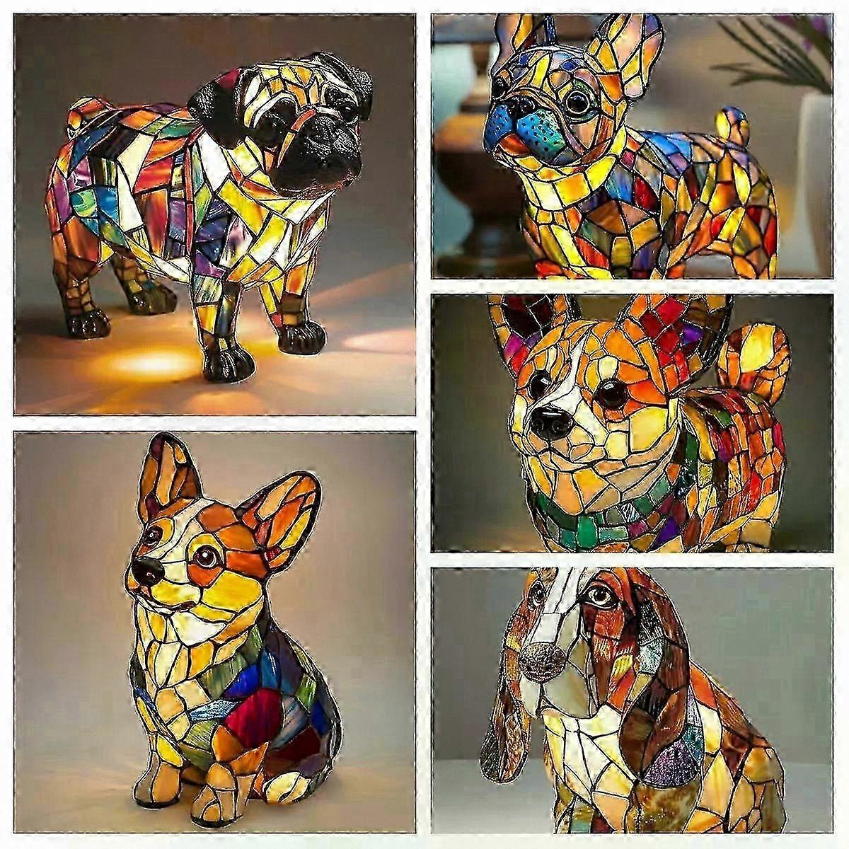 Artistic Resin Dog Night Light for Desk and Home Decoration with Canine Design