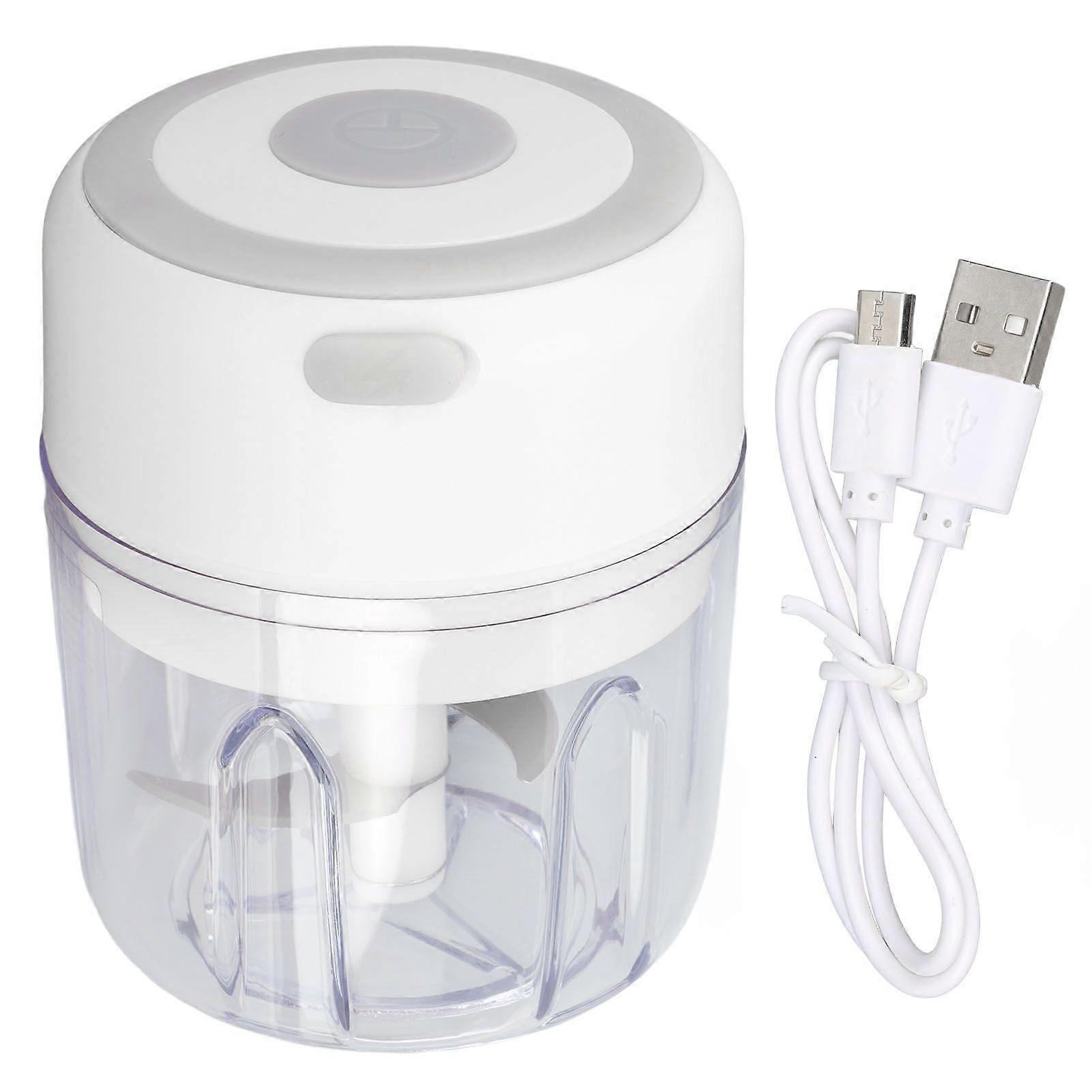 Mini Electric Garlic Chopper Large Capacity Powerful Motor 304 Stainless Steel Food Processor 250ml White