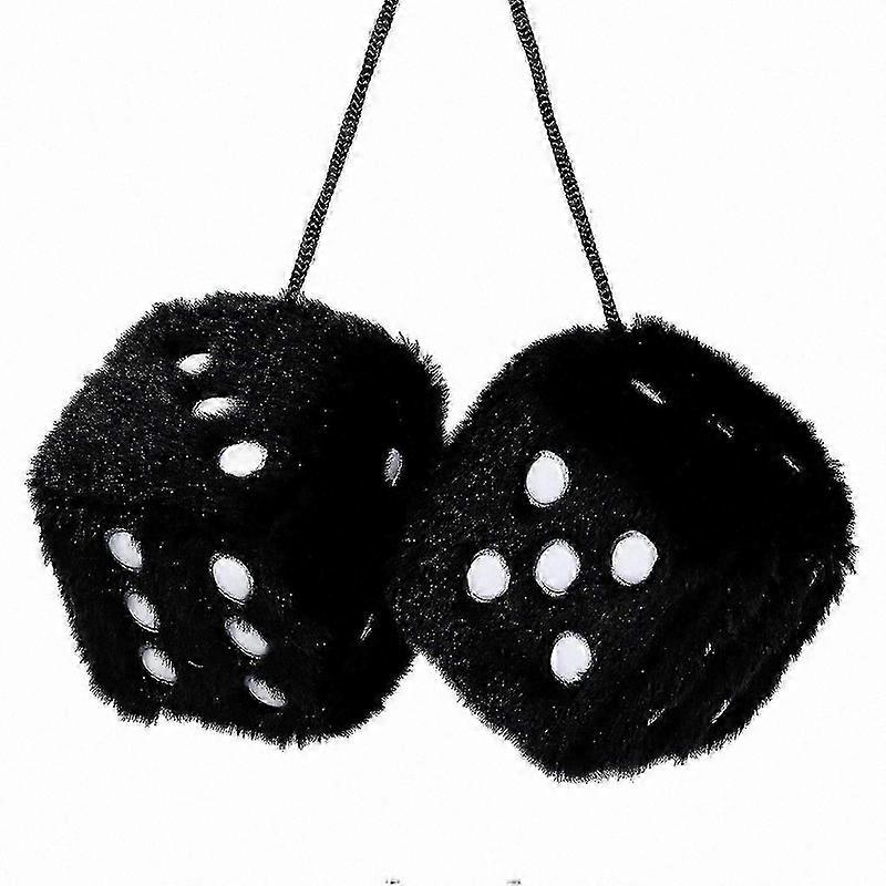Set of Vintage Square Mirror Hanging Plush Dice for Couples Decoration