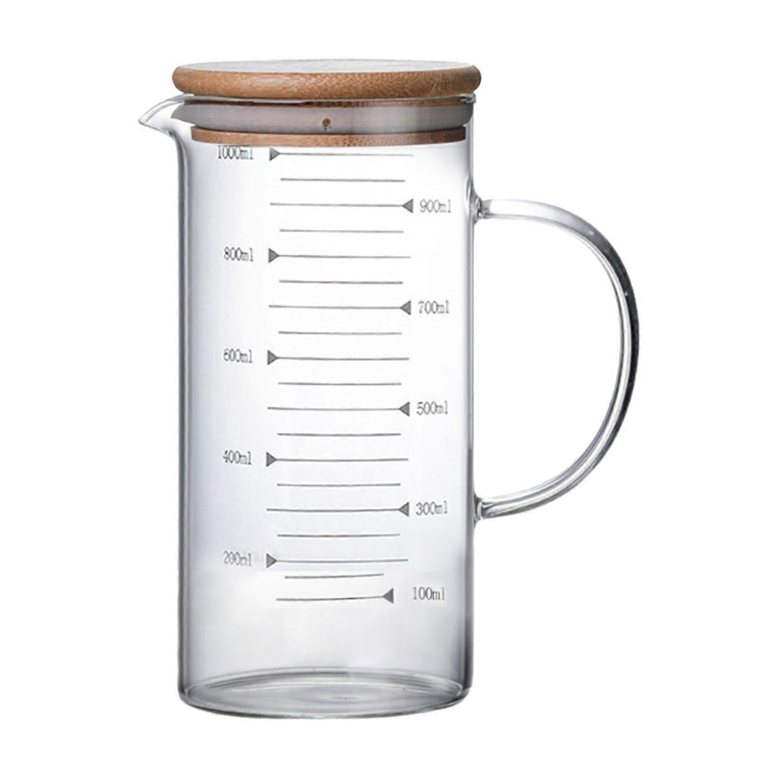 Borosilicate Measuring Jugs with Handle & Lid Measuring Freezer Measuring Cup Scales Mug Clear for Restaurant Baking,Cooking , 1000ml 1000ml-1
