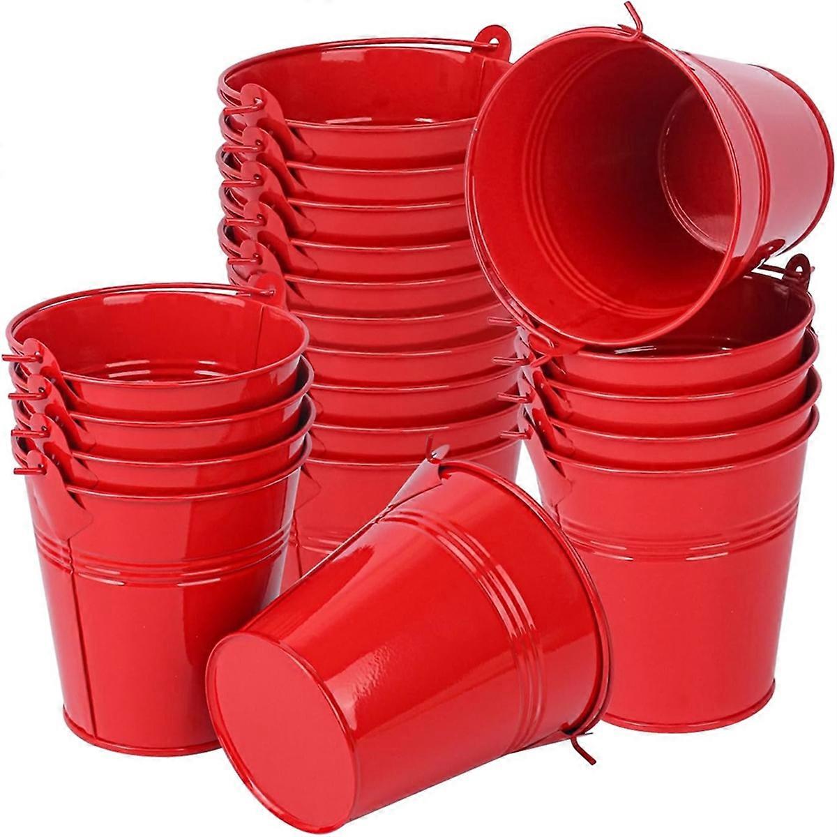 20 Pack Red Small Metal Buckets mini metal buckets