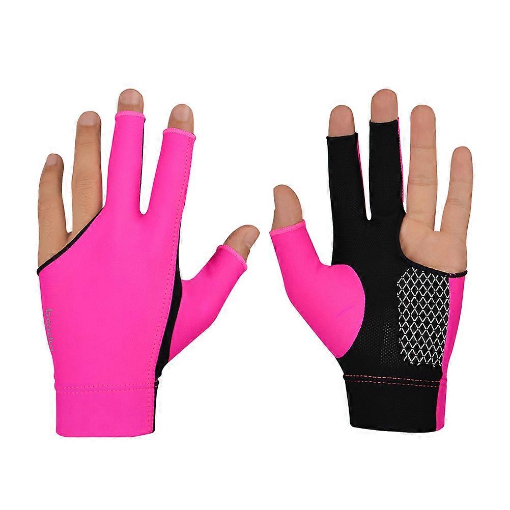3 Fingers Gloves for Elastic Fit 3Pcs Anti-Slip Billiards Glove Rosy