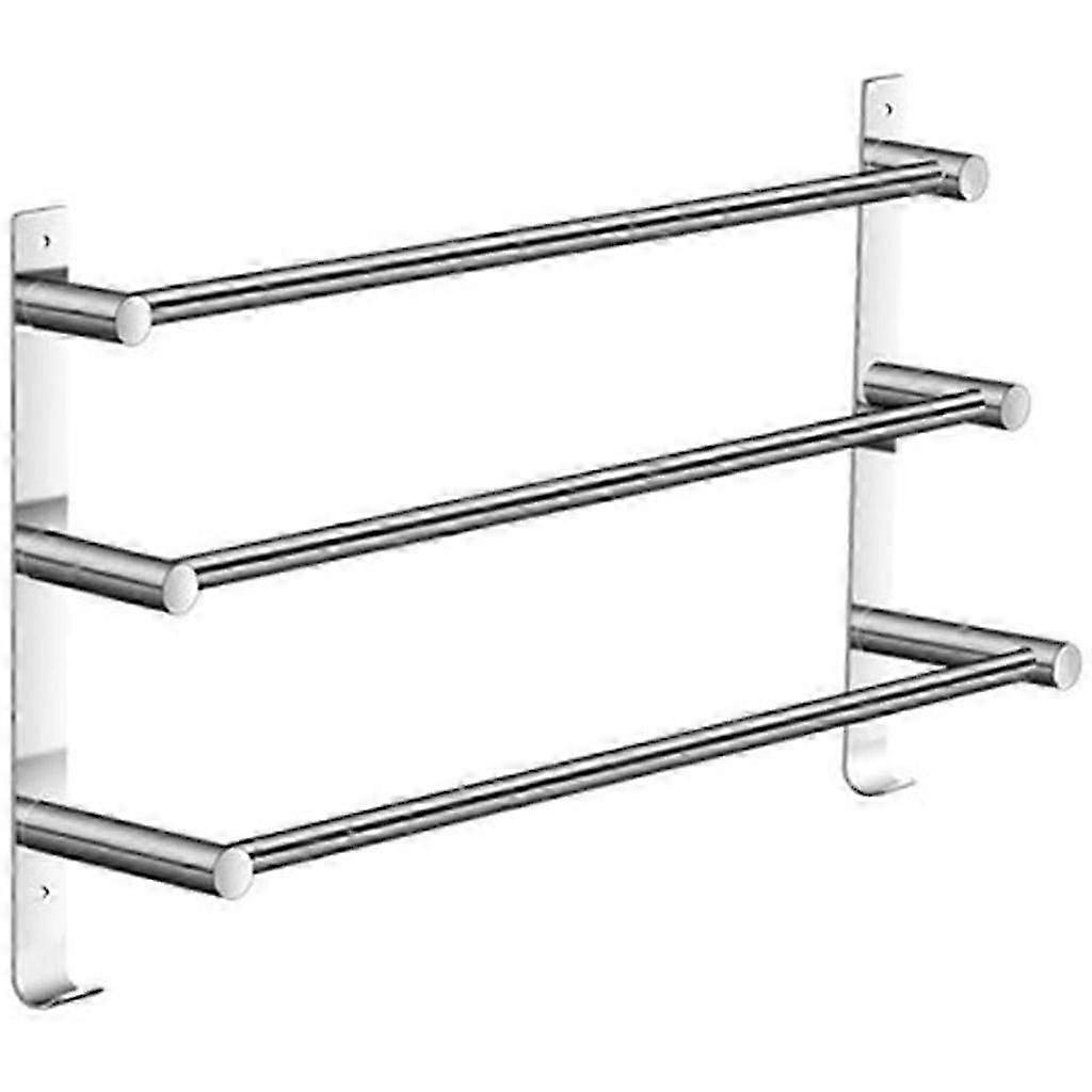 Stainless Steel Towel Rack, Bathroom Shelf, Three-Layer Towel Rack with Hooks, 60cm 2025