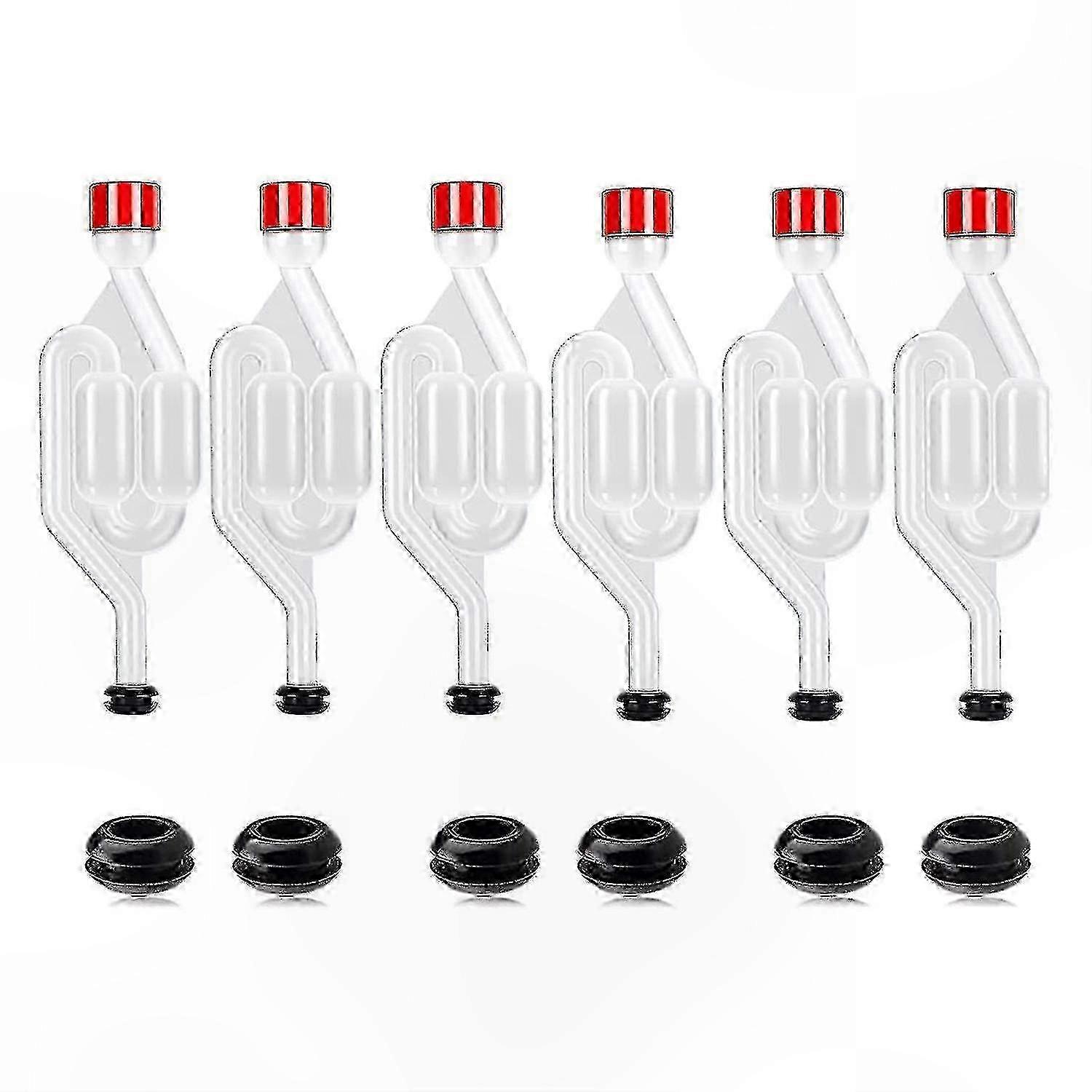 12-Pack Fermentation Airlock Set with 6 Grommets for Wine & Beer Brewing