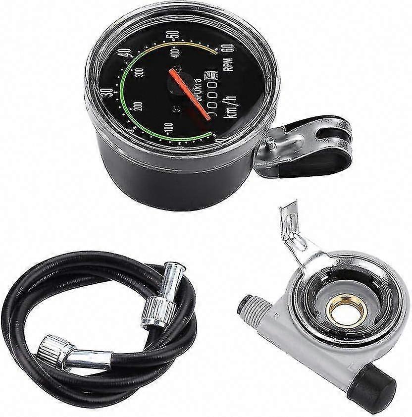 Mechanical Bike Speedometer with Red Pointer, 0-60km/h Odometer for Bicycles