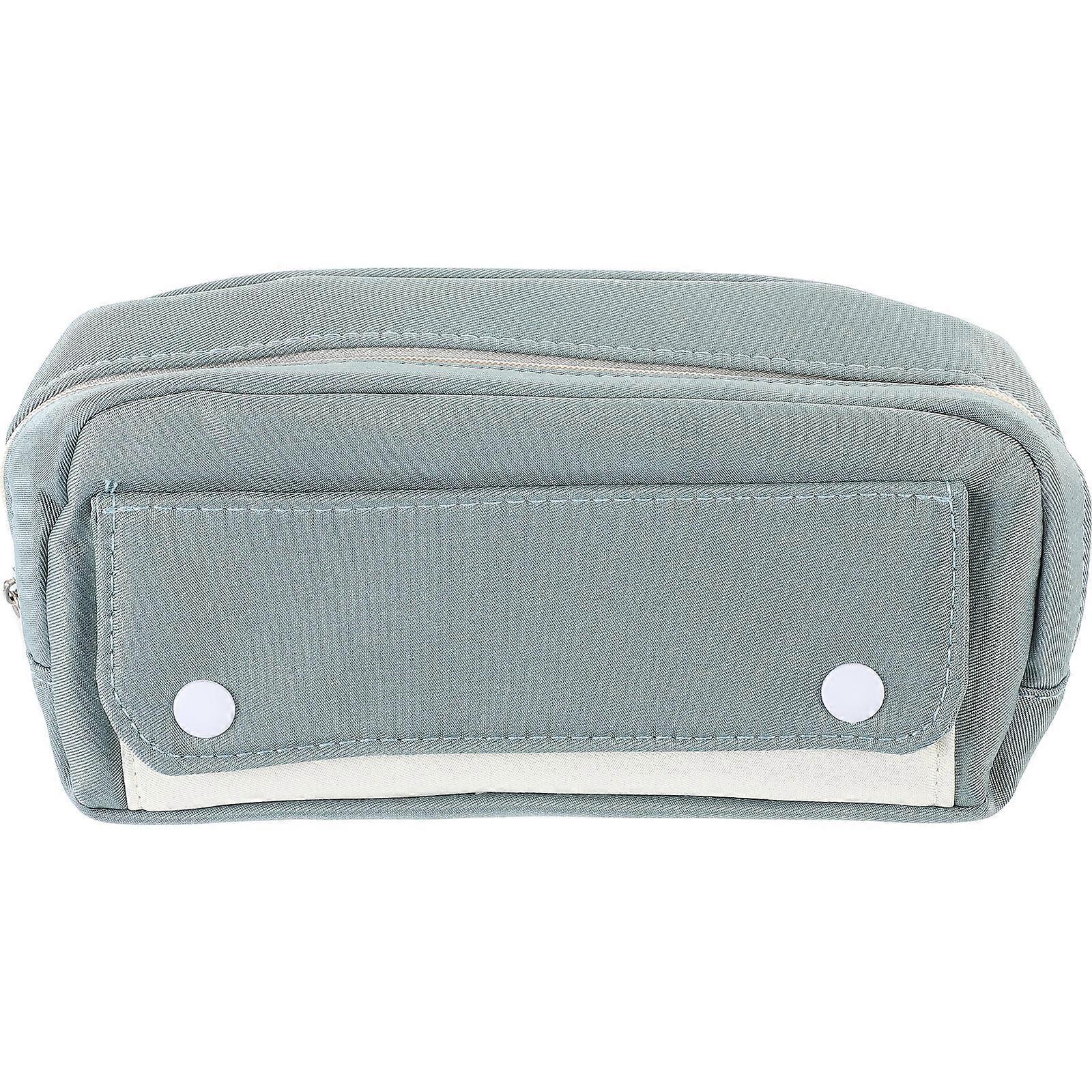 Polyester Pencil Case for Storage Use Green Large 2Pcs Pen Zipper Organizer