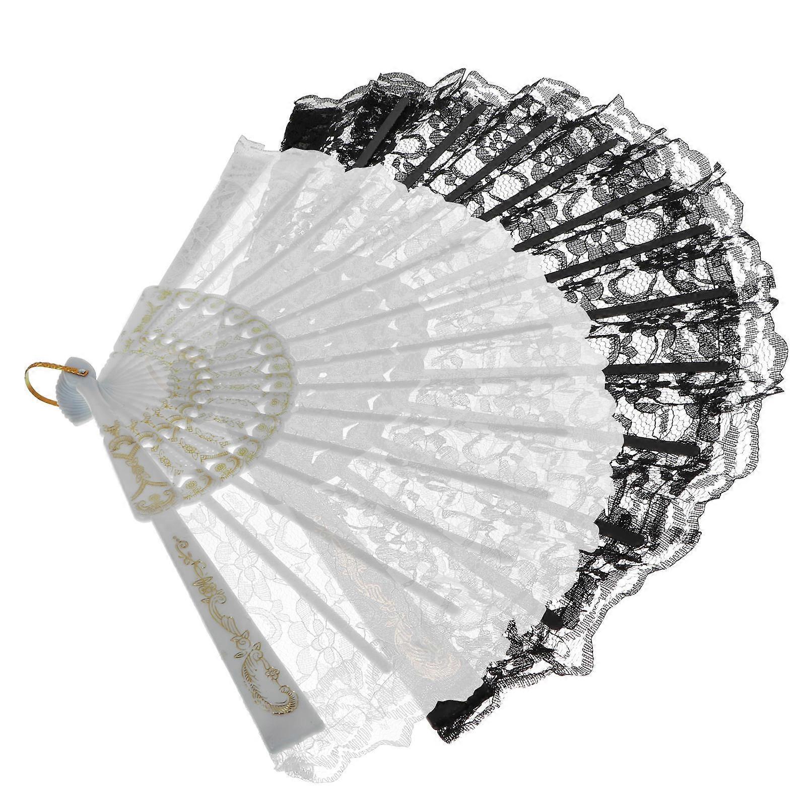 Chinese Style Folding Fan 2Pcs Lace Folding Fan for Decoration Use