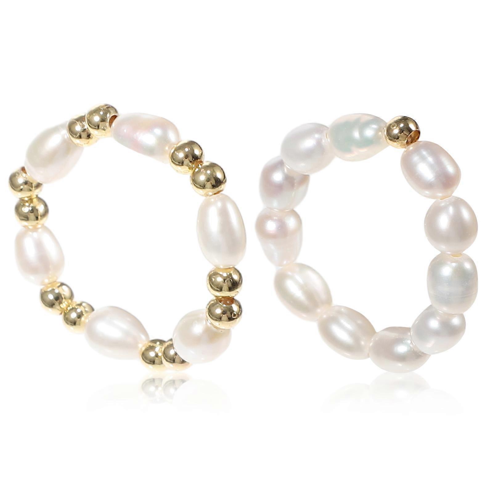 Stretch Beaded Rings Elegant Anniversary Gift For Teens 2Pcs