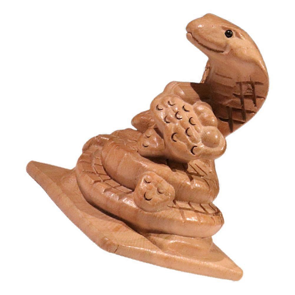 Snake Statue Miniature Wood Snake Figurine for Decor 5Pcs Display