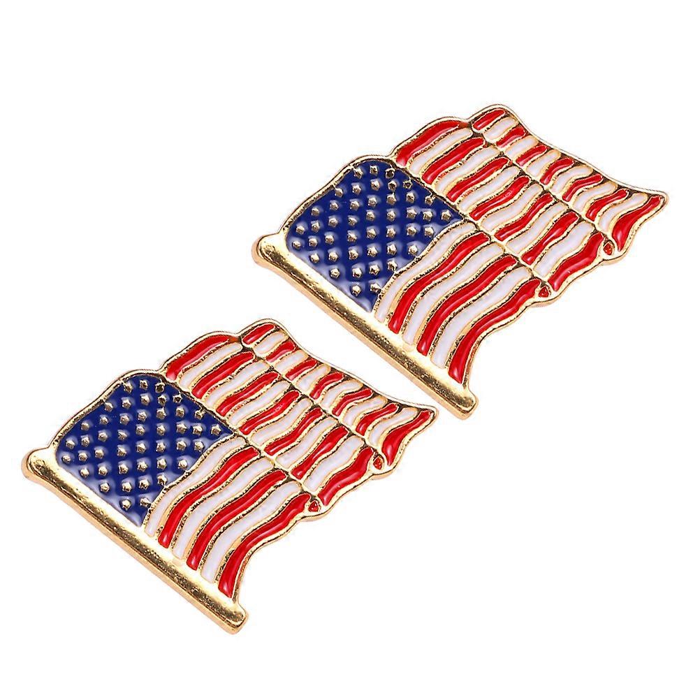 Assorted Color 6Pcs American Flag Brooch for Decoration Alloy Pin