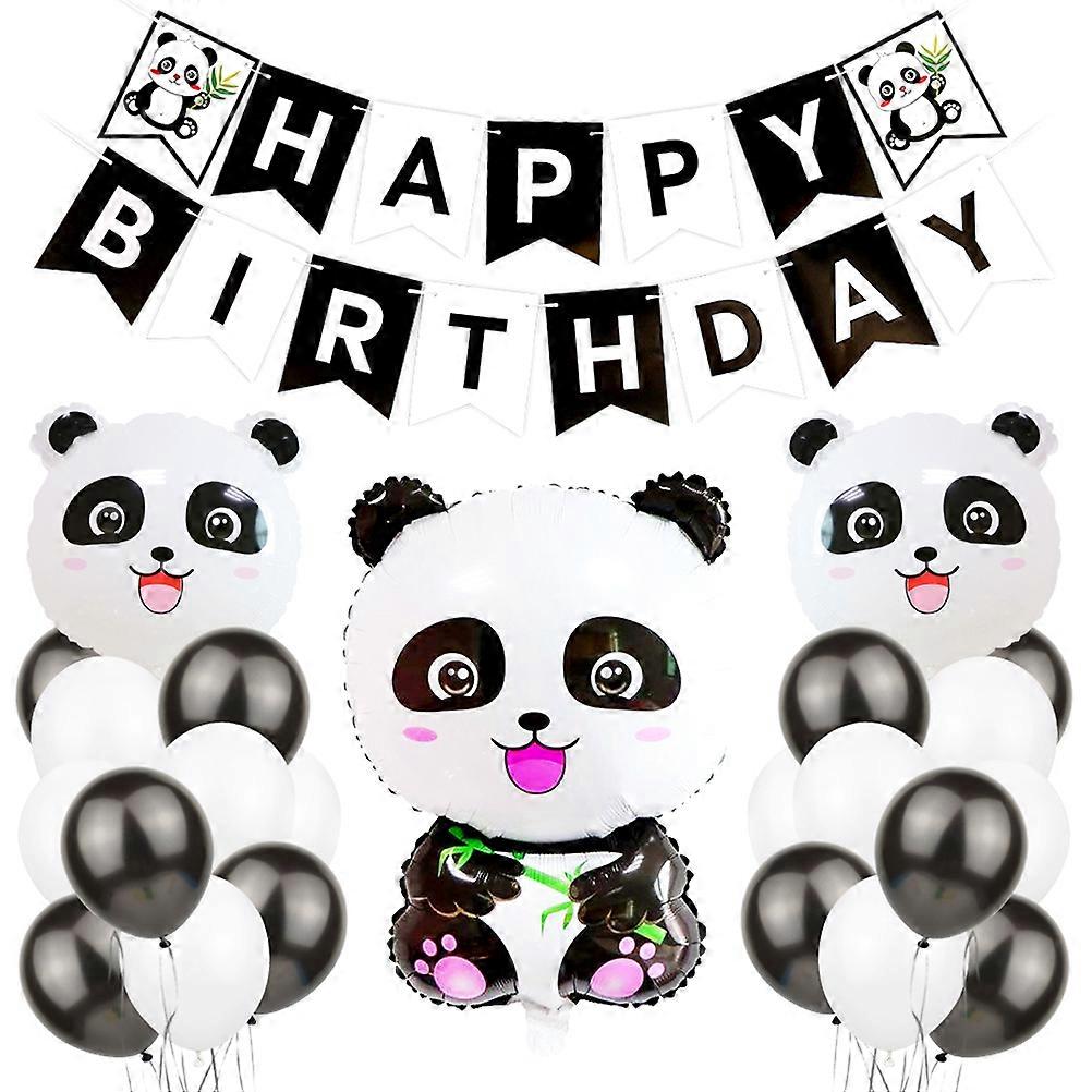 Decorative Balloon Set Cartoon Panda Foil Banner for 48Pcs Birthday Party