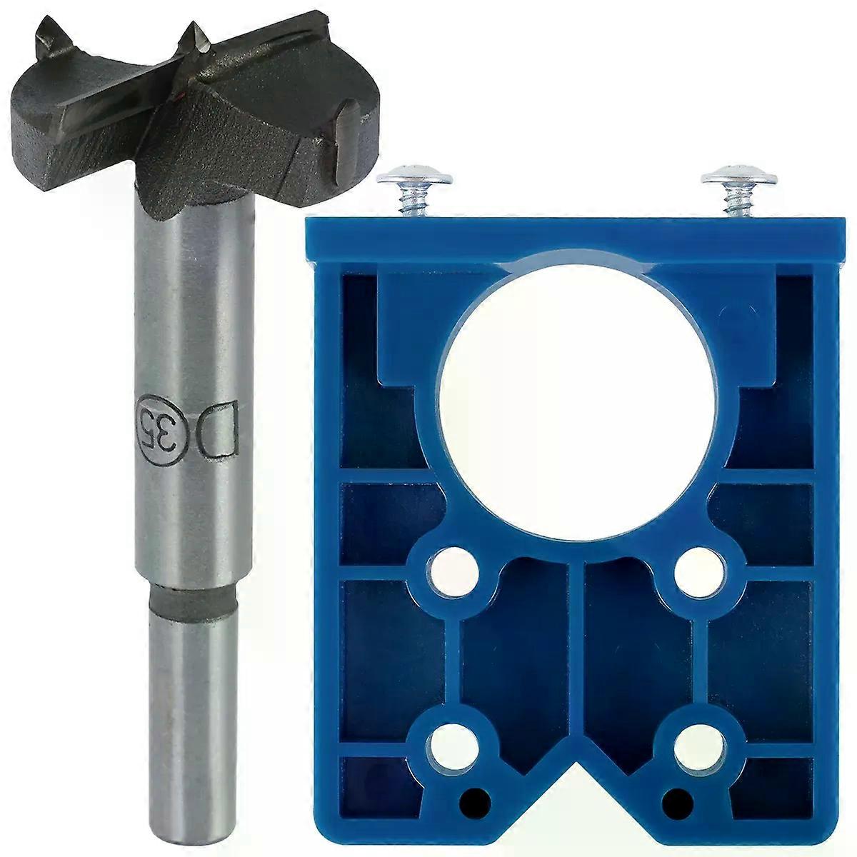 Hinge Jig High Precision 35mm Hinge Drilling Guide Woodworking Hinge Hole Punching Locator with Hex wrench and Adjustable Bit