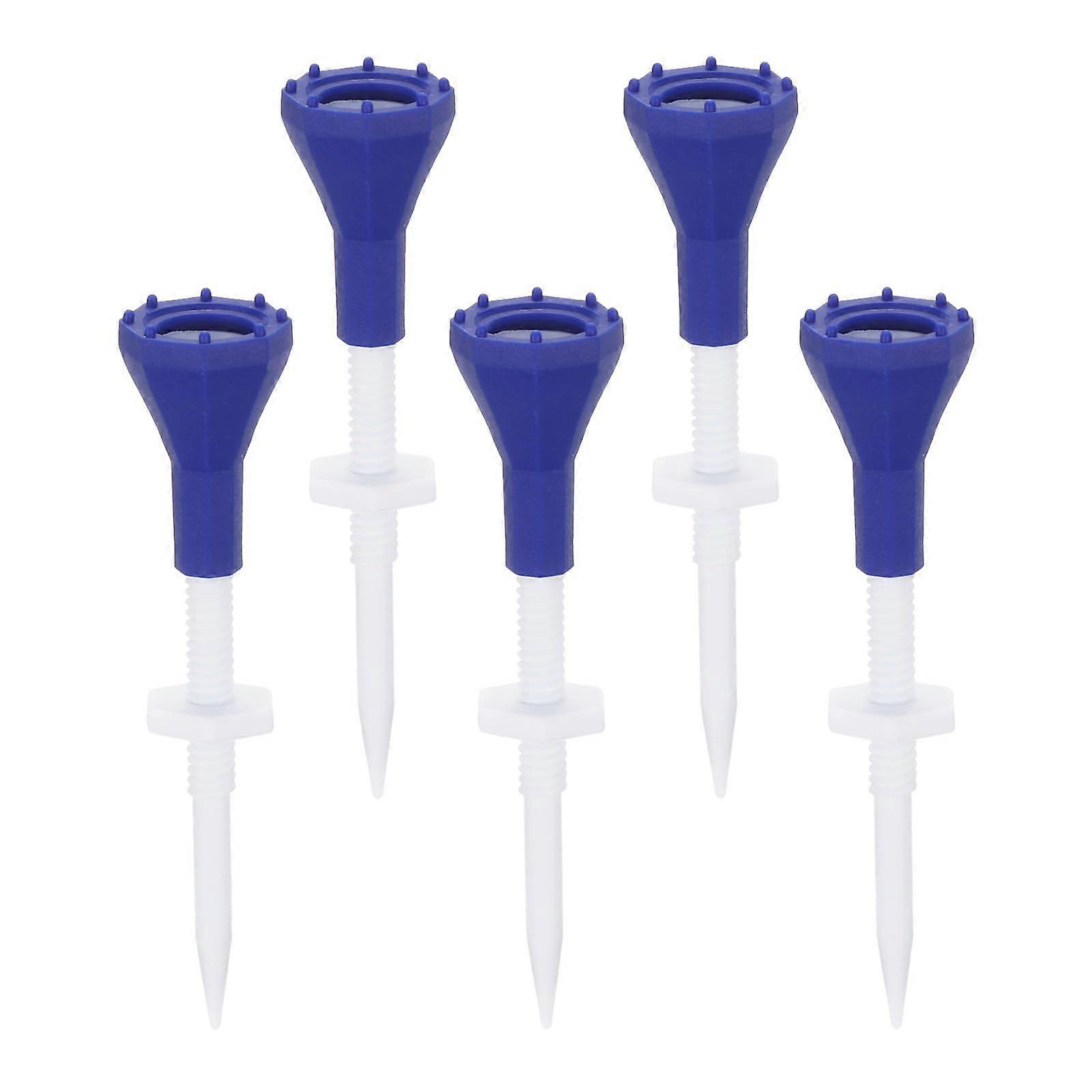 5 - Pack Adjustable Height Plastic Golf Tees with Triangle Mark - Ideal for Golf Training and Driving Range Useblue