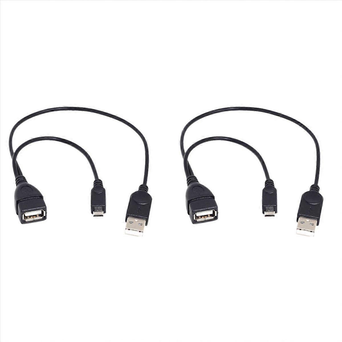 2 Micro-USB to USB Female OTG Adapter Cable with USB Power Interface Suitable for Electronic Devices