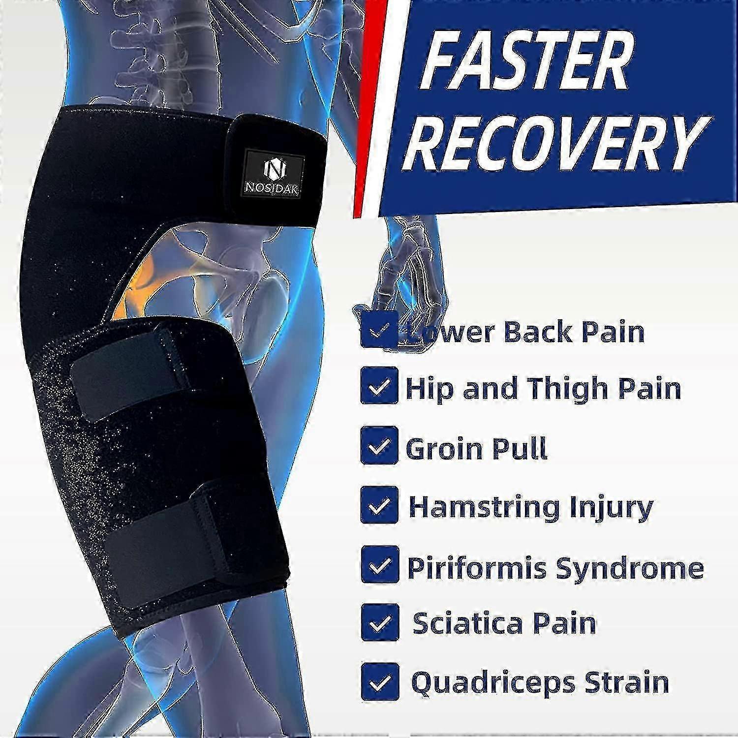 Hip Support For Sciatica Pain Relief, Thigh Compression Sleeve, Adjustable Sacroiliac Belt For Si Joint, Sciatic Nerve, Hip Replacement, Hip Flexor St
