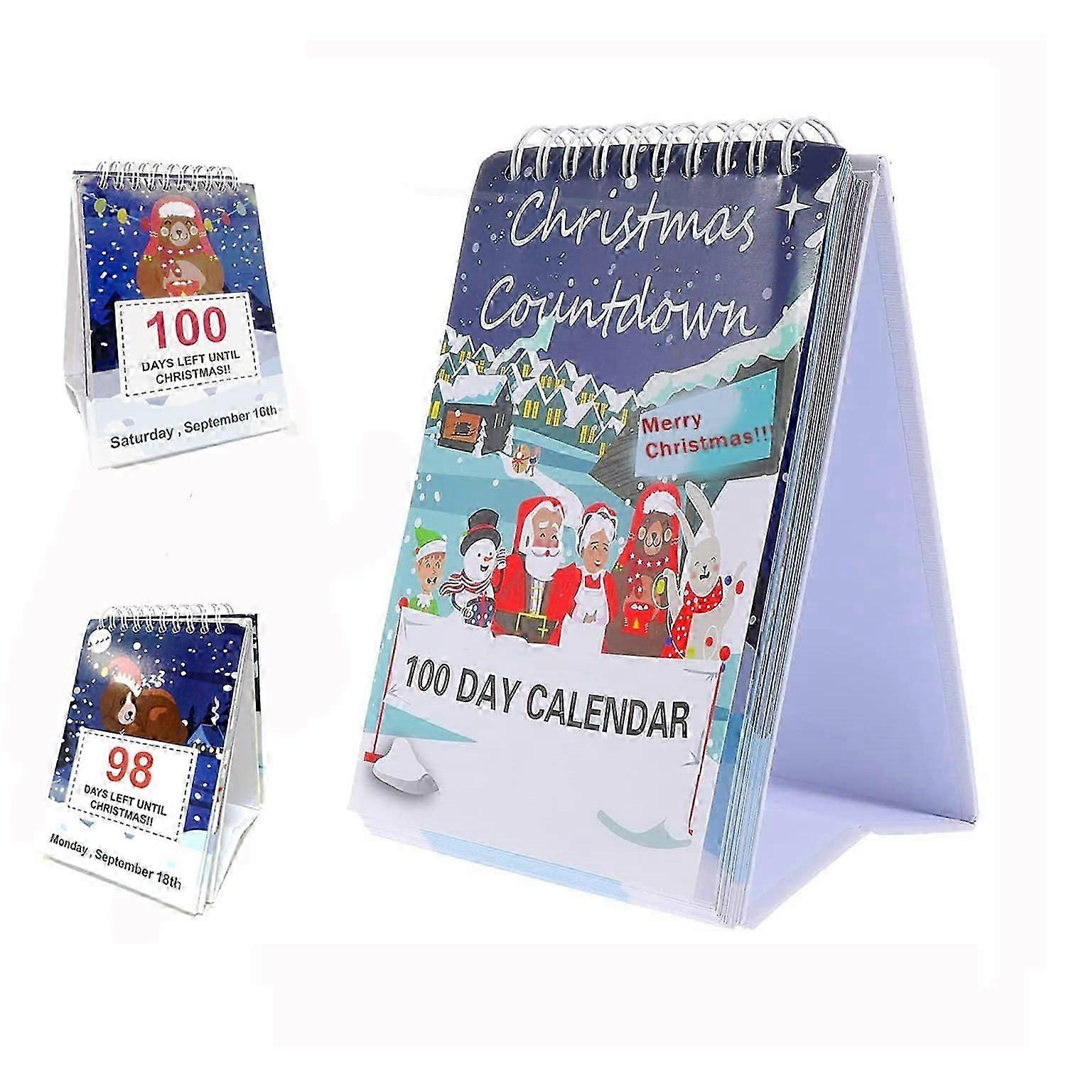 100 Days Christmas Countdown Calendar 2023, Christmas Countdown Calendar, Desktop Advent Calendar for Home Office Room Decoration (Multicolor)
