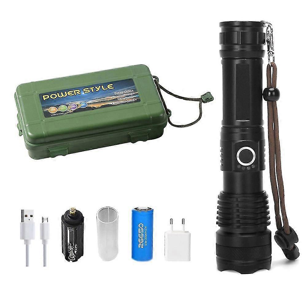 Super Bright 90000lm Led Tactical Flashlight With Rechargeable Battery Zoomable