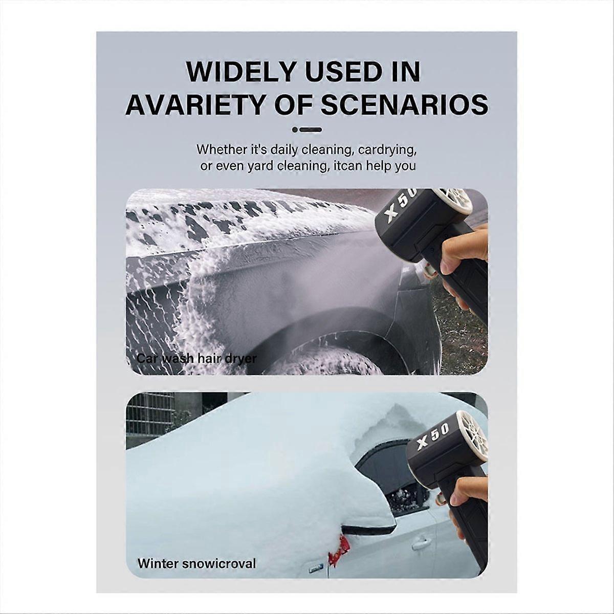 X50 Φορητός ανεμιστήρας Turbo Jet με κινητήρα χωρίς ψήκτρες για στεγνωτήριο αυτοκινήτου, γκρι