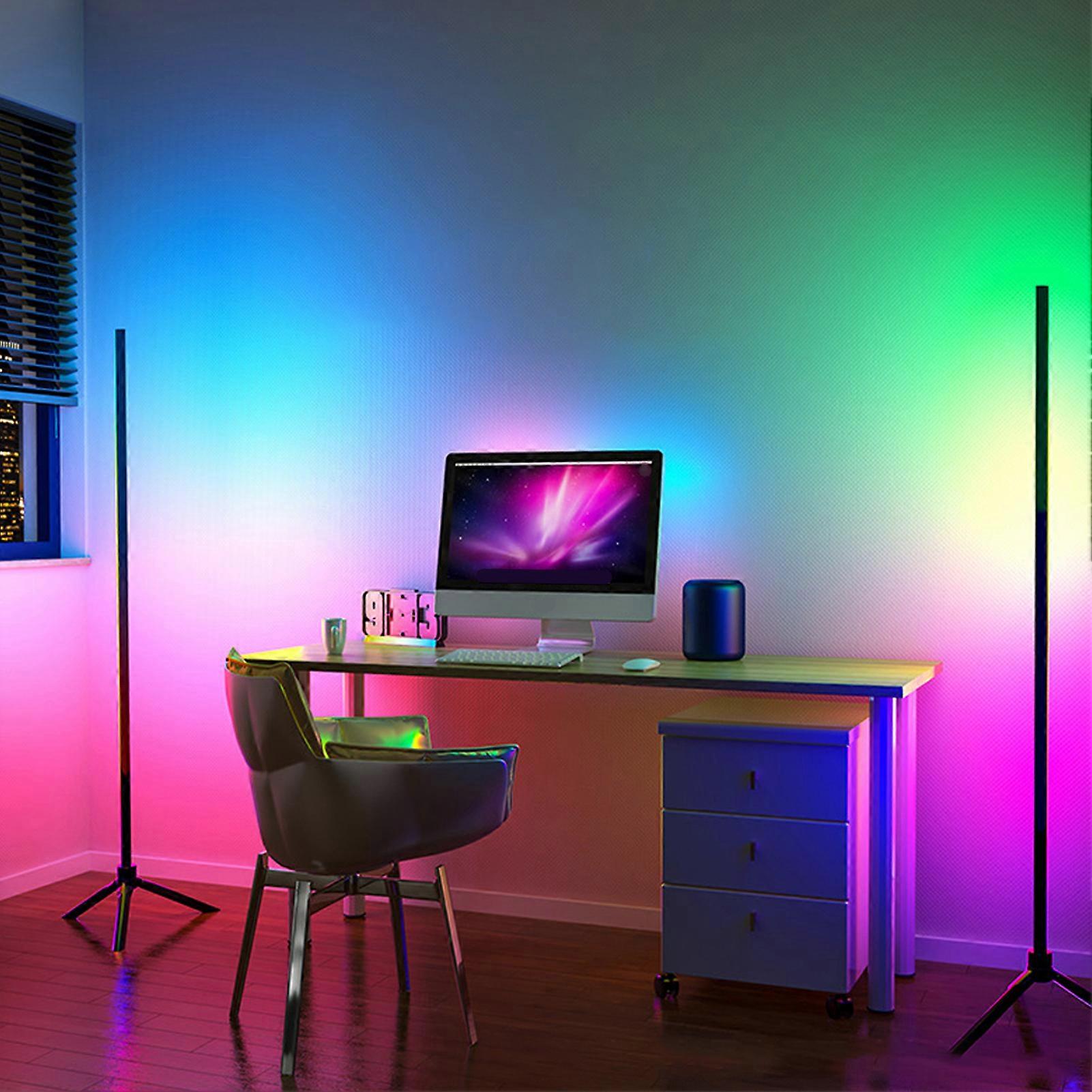 LED RGB Corner Floor Lamp USB Powered Corner LED Lamp Bluetooth APP Remote Control Music Sync LED Modern Floor Light for Living Room 1.2m 47.2in 