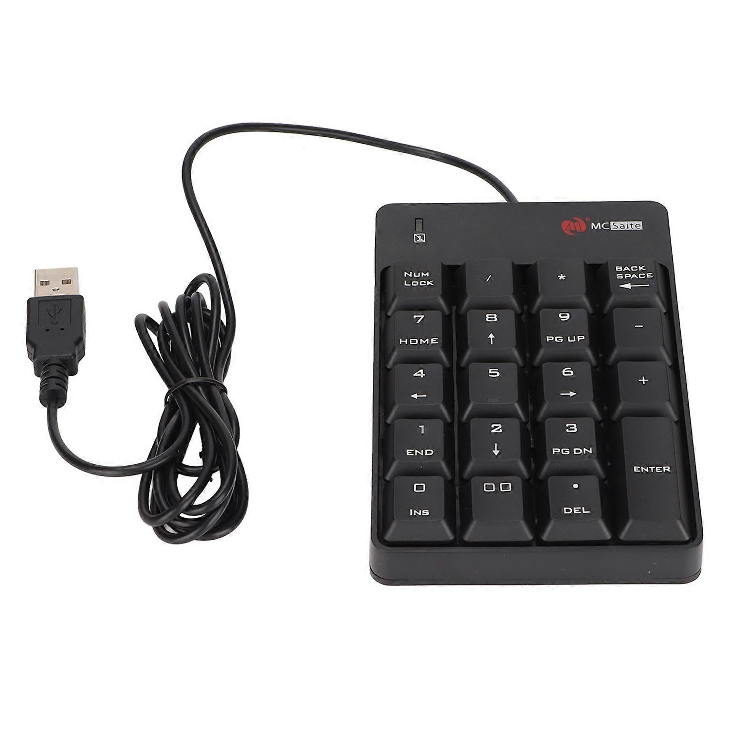 Number Pad Wired 19 Key USB Interface Drive Free Portable Black Laptop Numeric Keypad for Office Ban