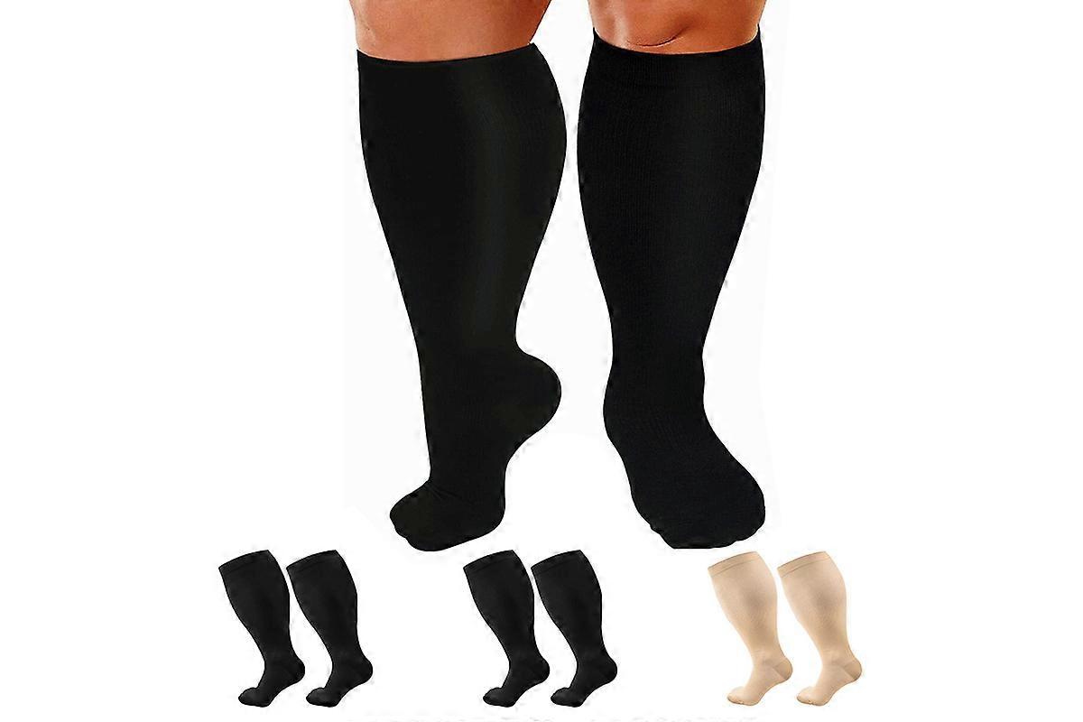 3 Pairs Plus Size Compression Socks for Women Men Knee High