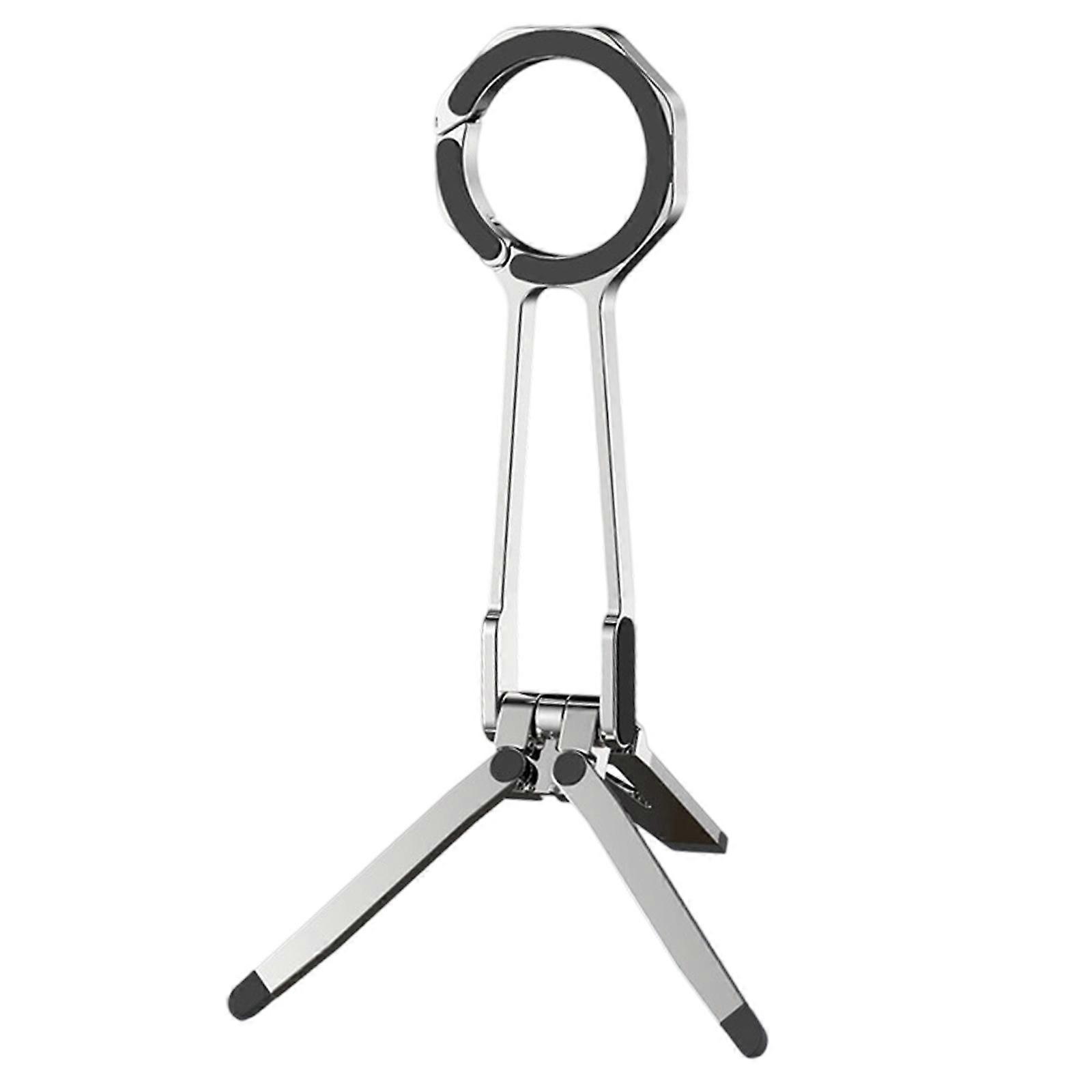 Universal Magnetic Phone Tripod Stand Rack 360 Rotation Adjustable Spring Clip for Smartphones Tablet Video Photography  Silver